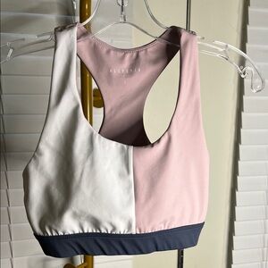 Allfenix Women's Tri-Tone Sports Bra - Pink, White, and Black